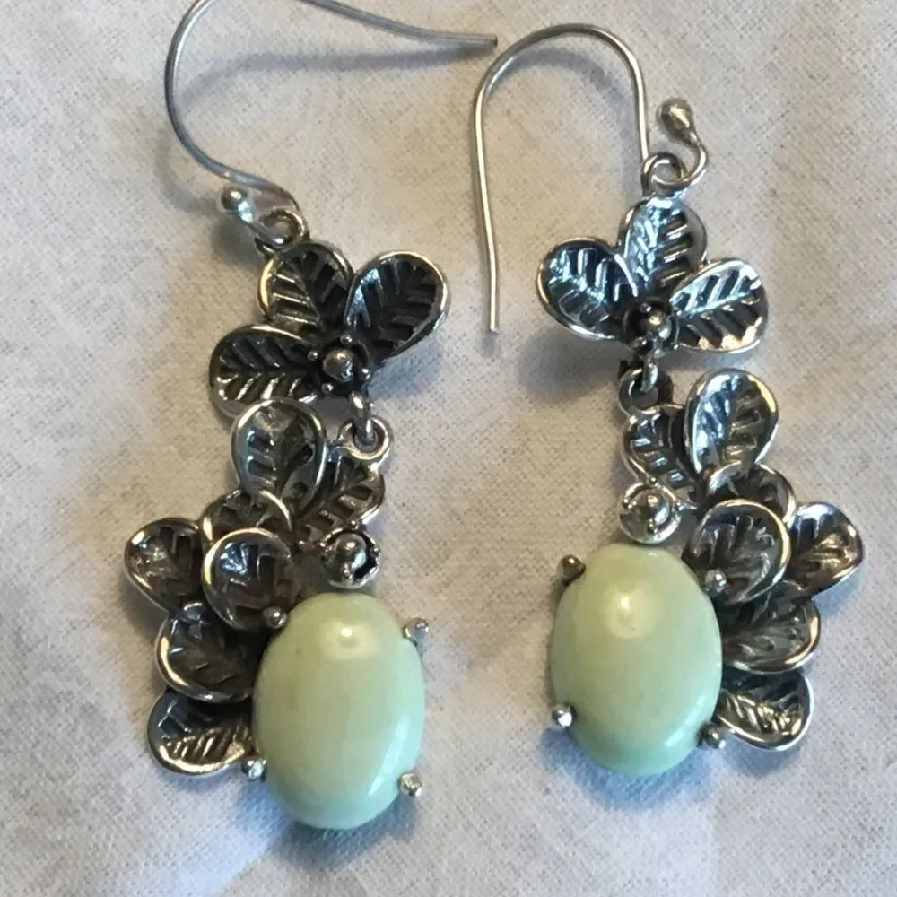 NWOT.  SS Australian Lemon Chrysoprase Earrings